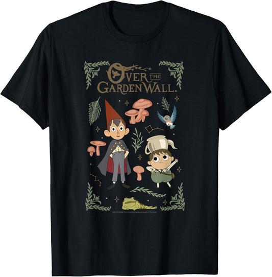 Over The Garden Wall Character Cottagecore Collage Cartoon T-Shirt - T-Shirt | Black