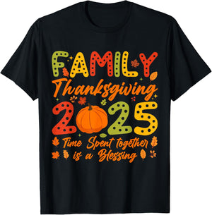 Family Thanksgiving 2025 Matching Thanksgiving Crew Turkey T-Shirt - T-Shirt | Black