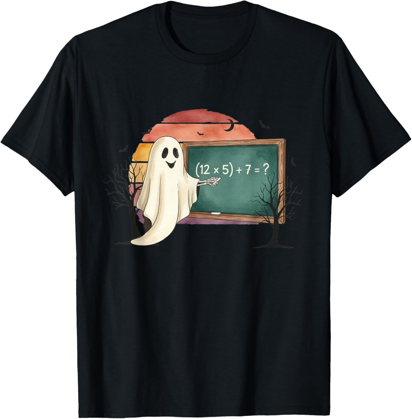 67 Teacher Halloween Ghost Six Seven Meme Brainrot Math Joke T-Shirt - T-Shirt | Black