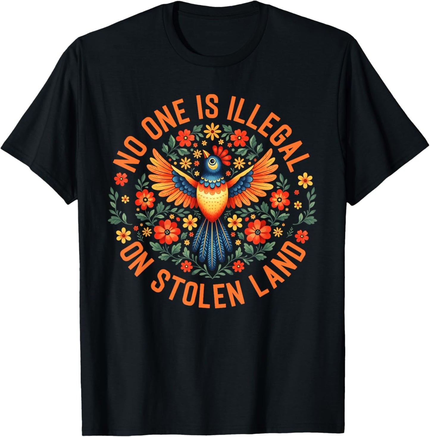 No One is Illegal On Stolen Land Native American Men Women T-Shirt - T-Shirt | Black