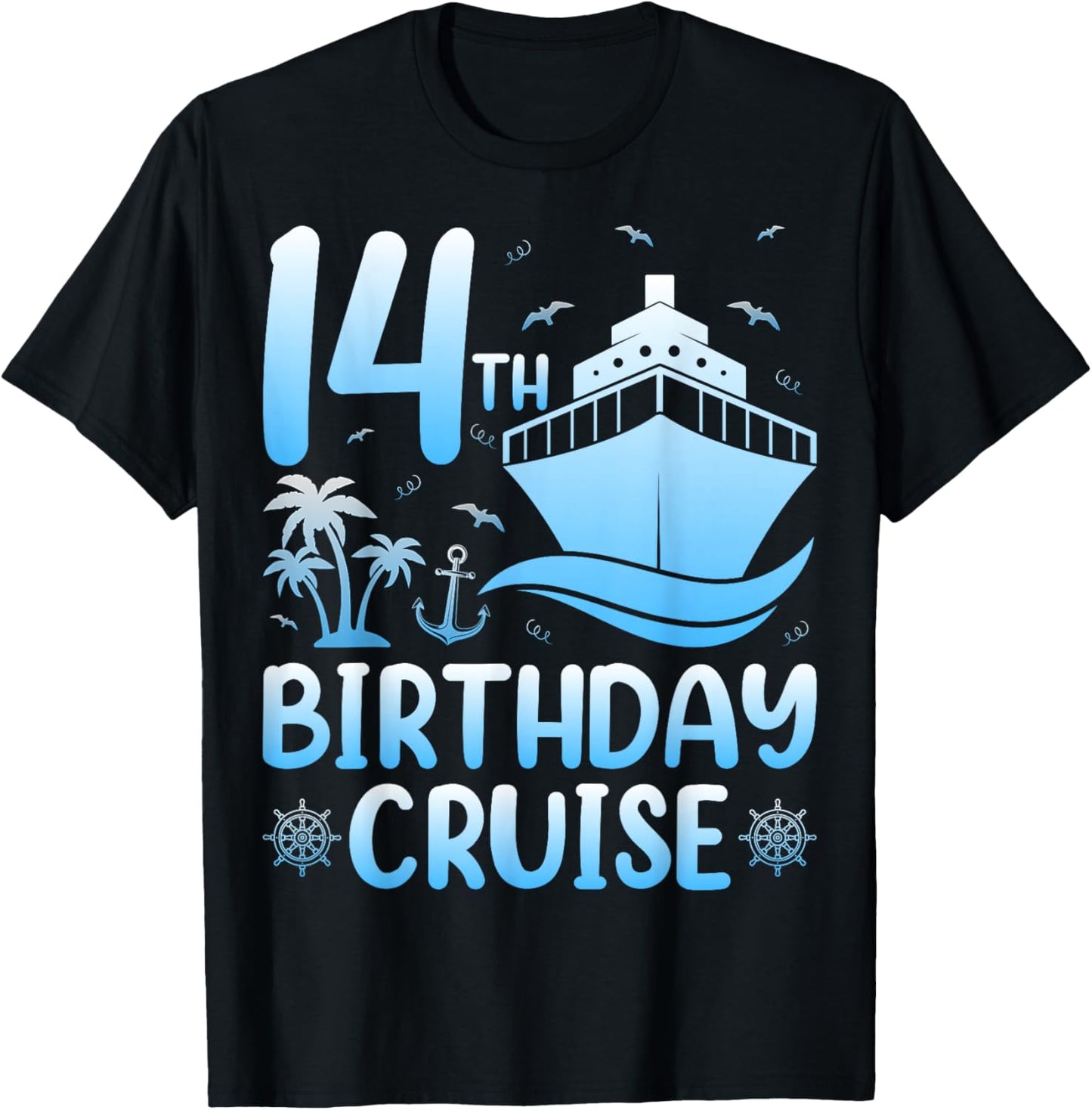 14th Birthday Cruise Vacation 14 Years Old Ocean Ship T-Shirt - T-Shirt | Black