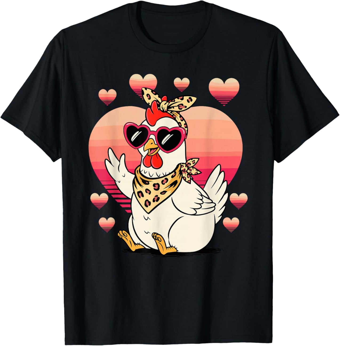 Chicken Sunglasses Valentines Day Chickens T-Shirt - T-Shirt | Black