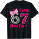 I was 6 Now I'm 7 Birthday 7 Years Old Leopard Coquette Bow T-Shirt - T-Shirt | Black