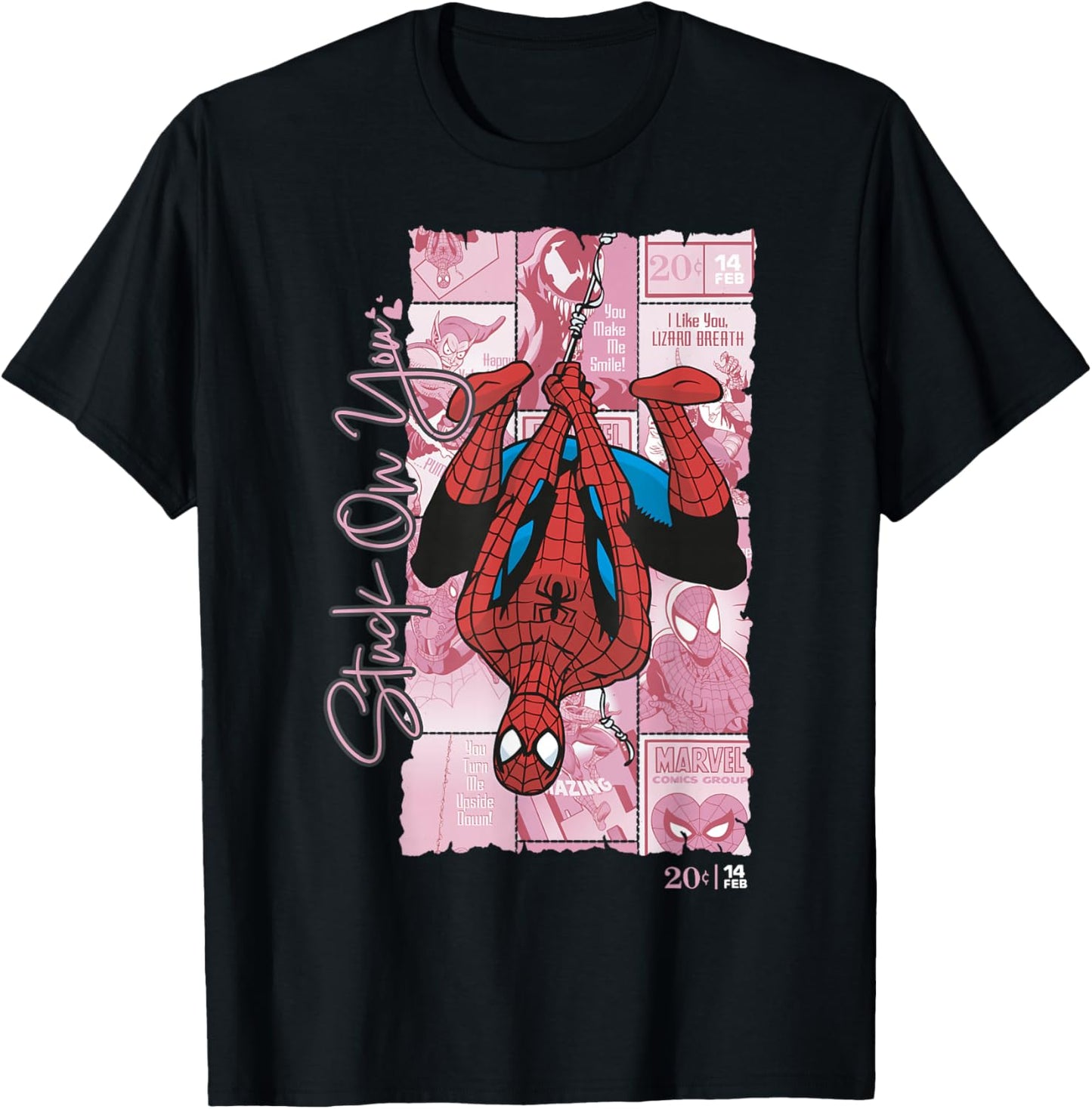 Marvel Comics Spider-Man Stuck On You Valentine T-Shirt - T-Shirt | Black