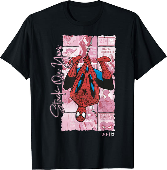 Marvel Comics Spider-Man Stuck On You Valentine T-Shirt - T-Shirt | Black