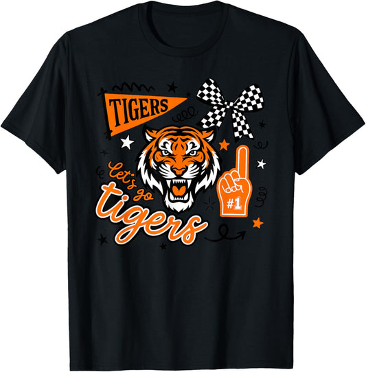 Tigers School Sports Team Spirit Women Boys Girls T-Shirt - T-Shirt | Black
