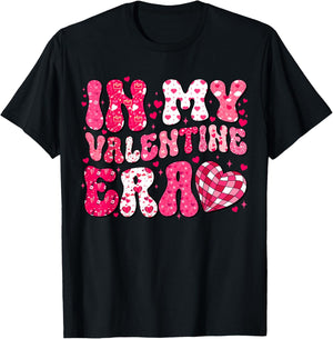 in My Valentine Era Teens Girls Women Hearts Valentines Day T-Shirt - T-Shirt | Black