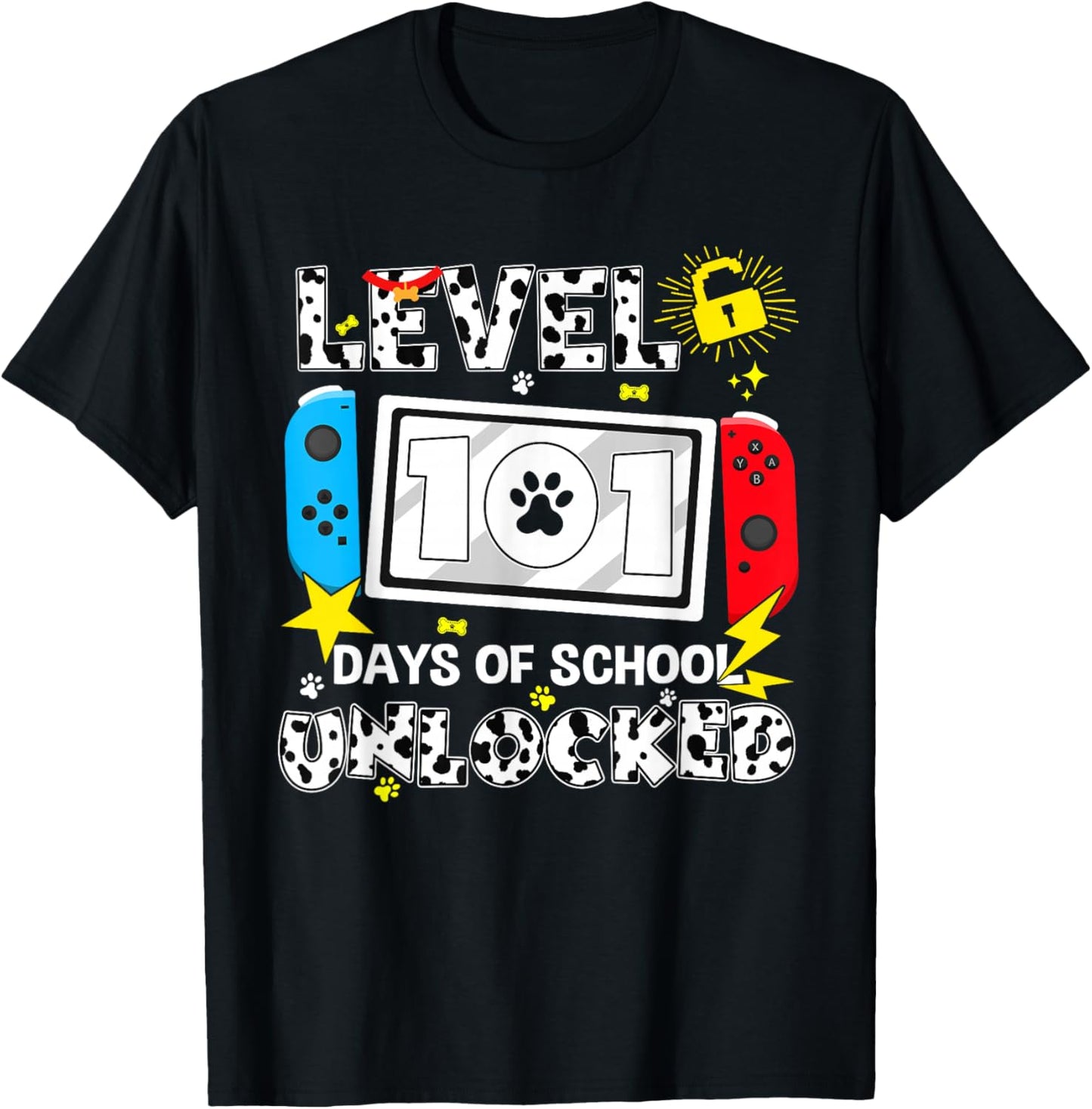 Level Unlocked Game Controller 101 Days School 100 Days T-Shirt - T-Shirt | Black