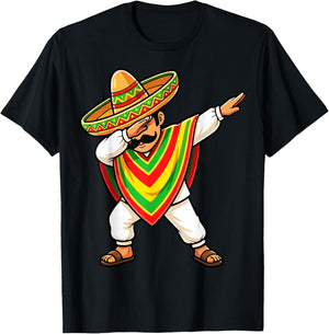 Dabbing Mexican Boy Poncho Cinco De Mayo T-Shirt - T-Shirt | Black