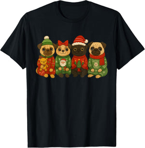 Christmas Pug Matching Family Xmas Pajama Dog Men Women Kids T-Shirt - T-Shirt | Black