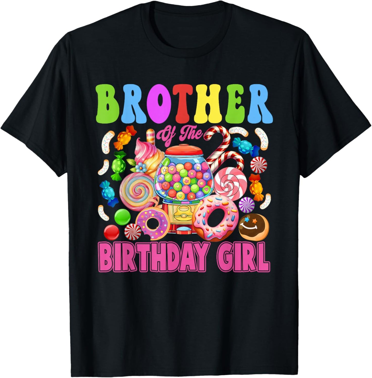 Brother of The Birthday Girl Candyland Matching Family T-Shirt - T-Shirt | Black