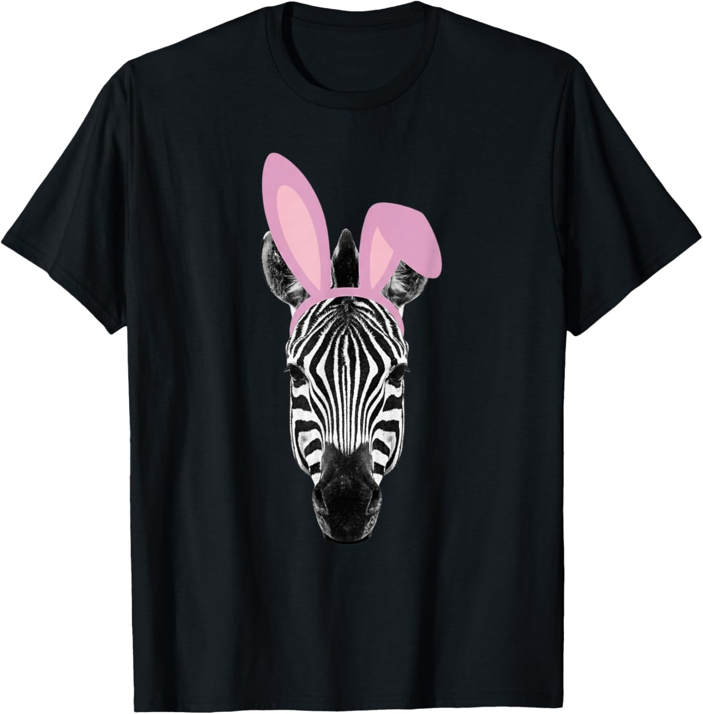Woman Man Funny Easter Vintage Zebra Bunny Design Ears T-Shirt - T-Shirt | Black