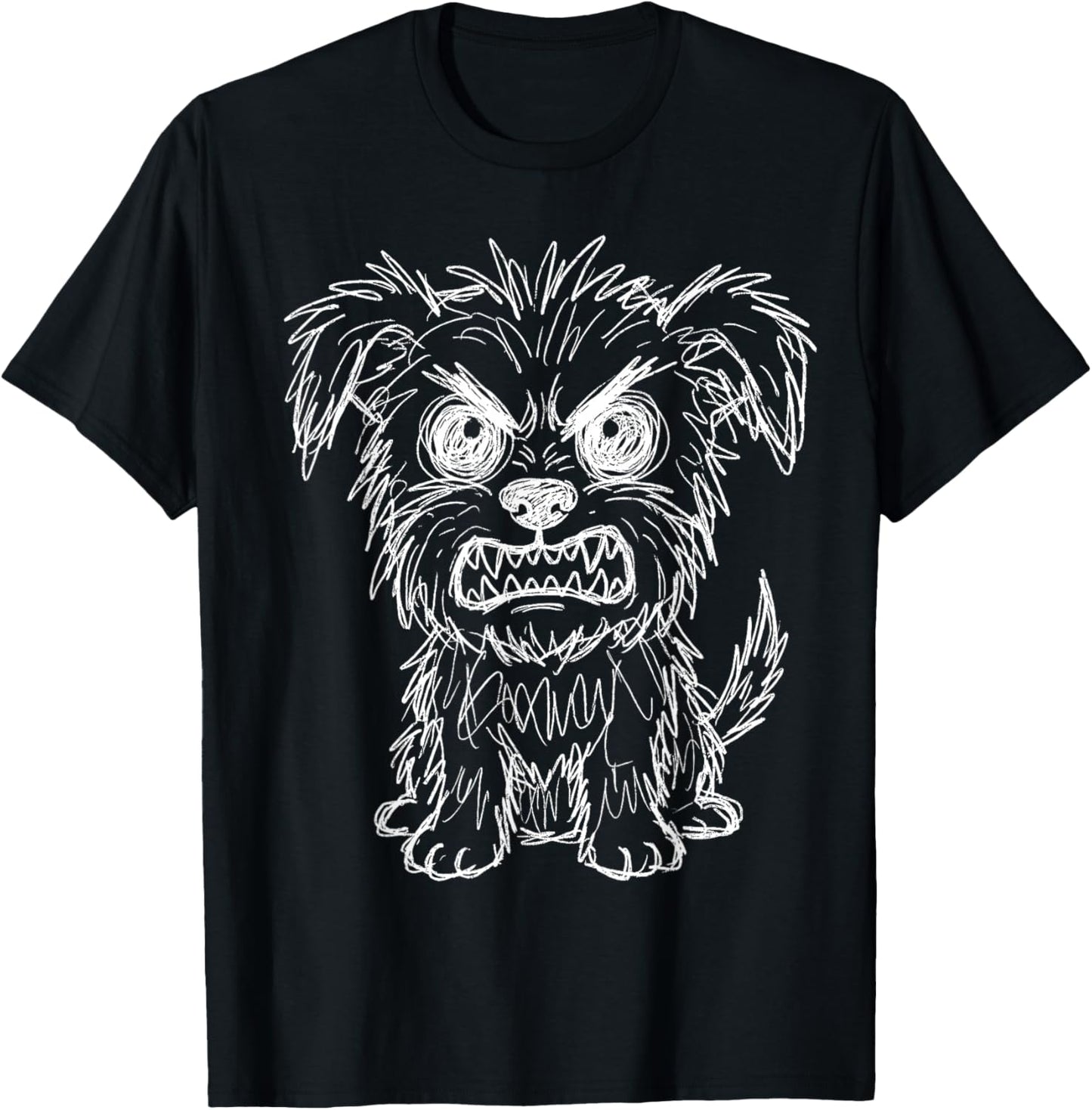 Scribble Dog Funny Terrier Sketchy Line Art T-Shirt - T-Shirt | Black