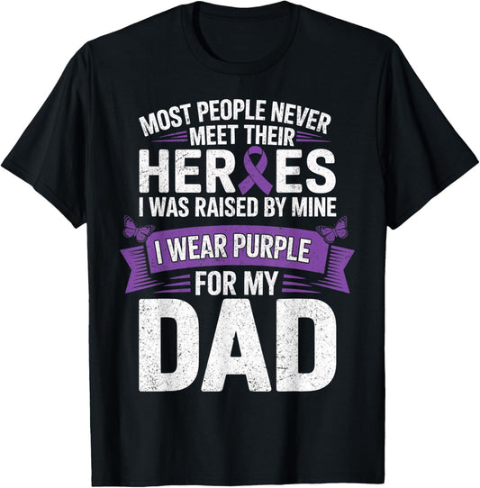 I Wear Purple for My Dad - Pancreatic Cancer Support T-Shirt - T-Shirt | Black