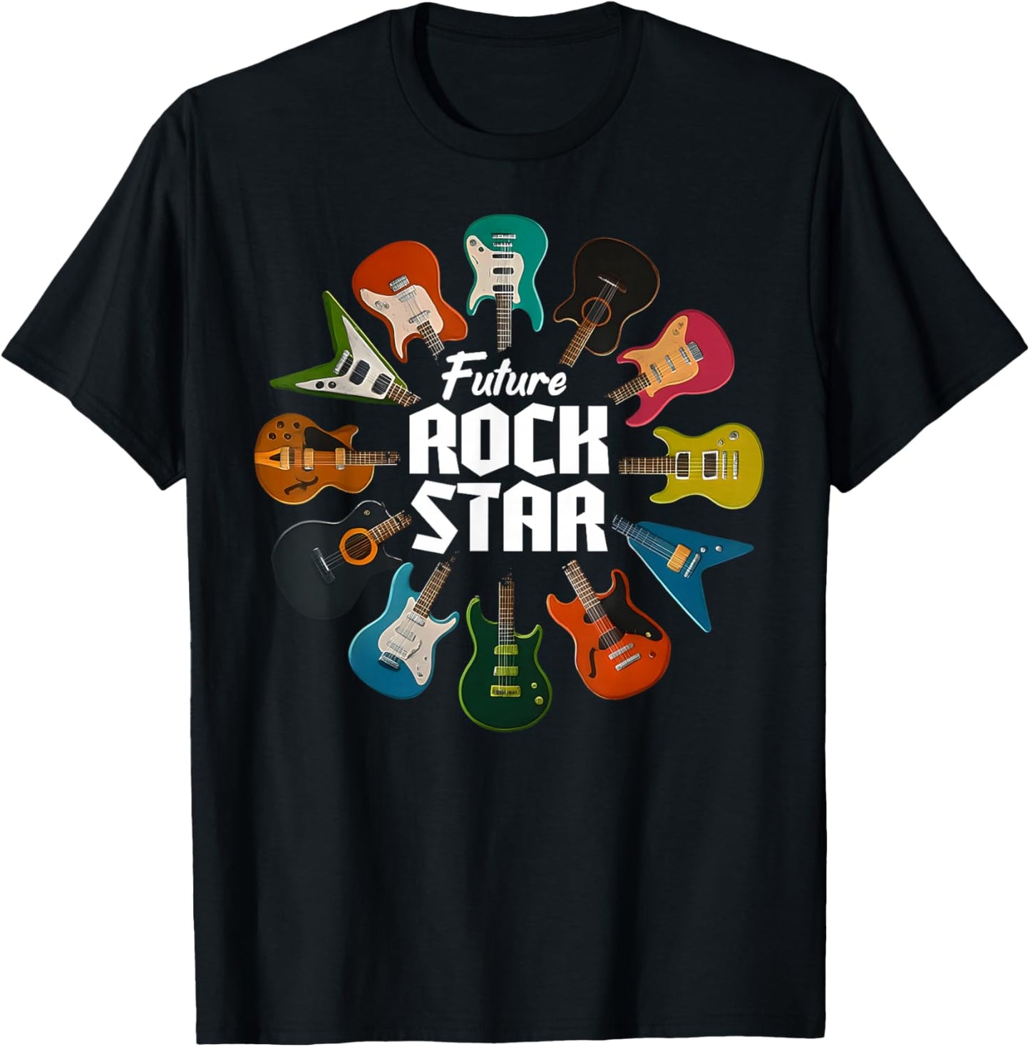 Future Rock Star Colorful Electric Guitars Music Band Kids T-Shirt - T-Shirt | Black