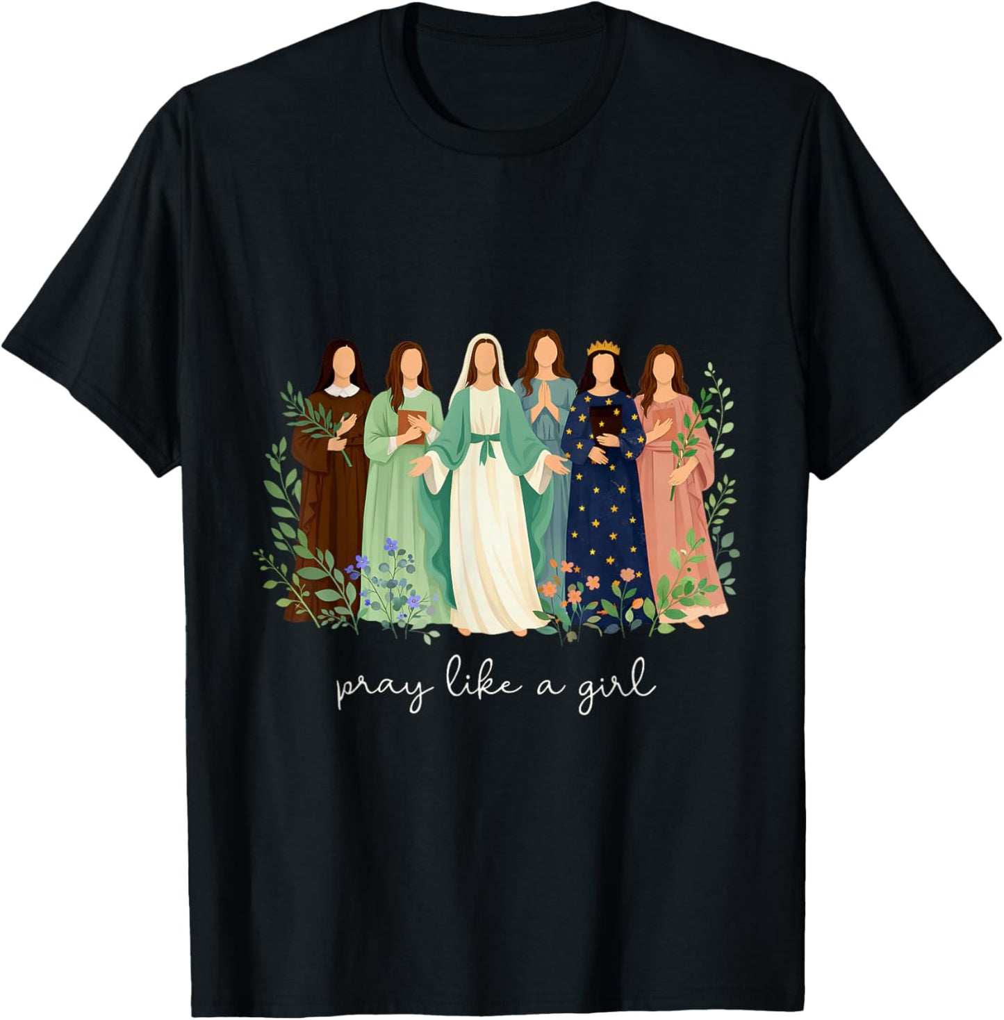 Pray Like A Girl Catholic Christian Faith Based Men Women T-Shirt - T-Shirt | Black