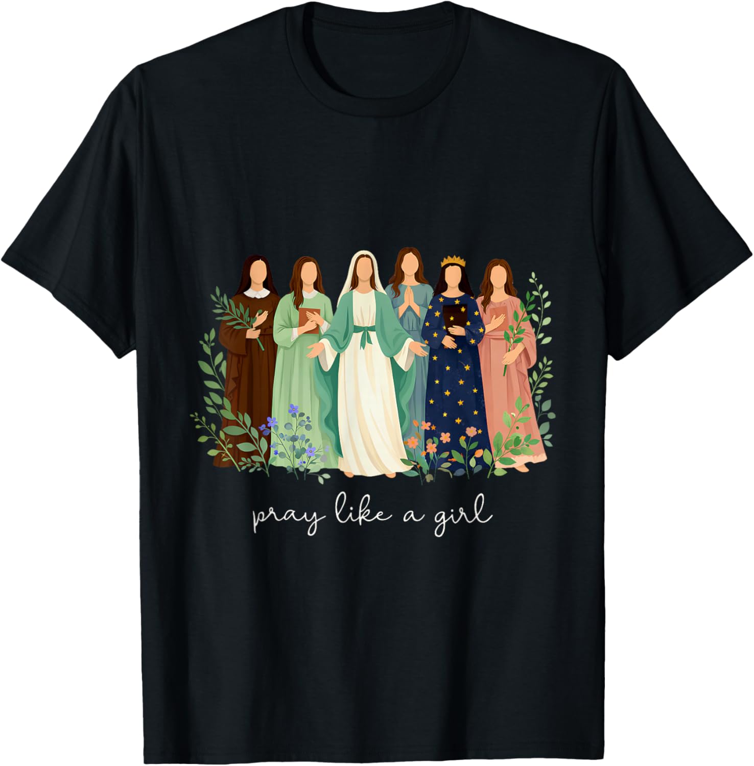 Pray Like A Girl Catholic Christian Faith Based Men Women T-Shirt - T-Shirt | Black