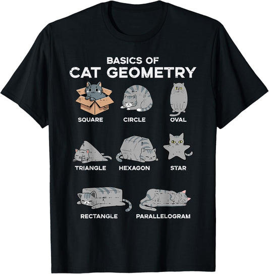 Basics of Cat Geometry Funny Kitten Kitty Math Men Women Kid T-Shirt - T-Shirt | Black