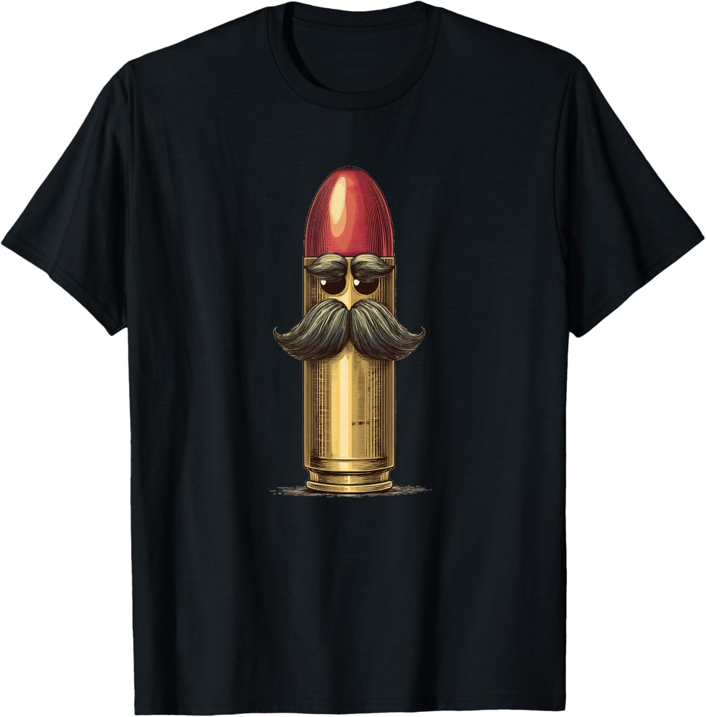 Cool Pistol Bullet with Beard for Ammunition and Gun Lovers T-Shirt - T-Shirt | Black