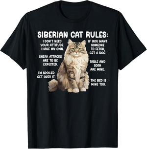 Siberian Cat Rules Siberian Cat Owner Siberian Cat Lover T-Shirt - T-Shirt | Black