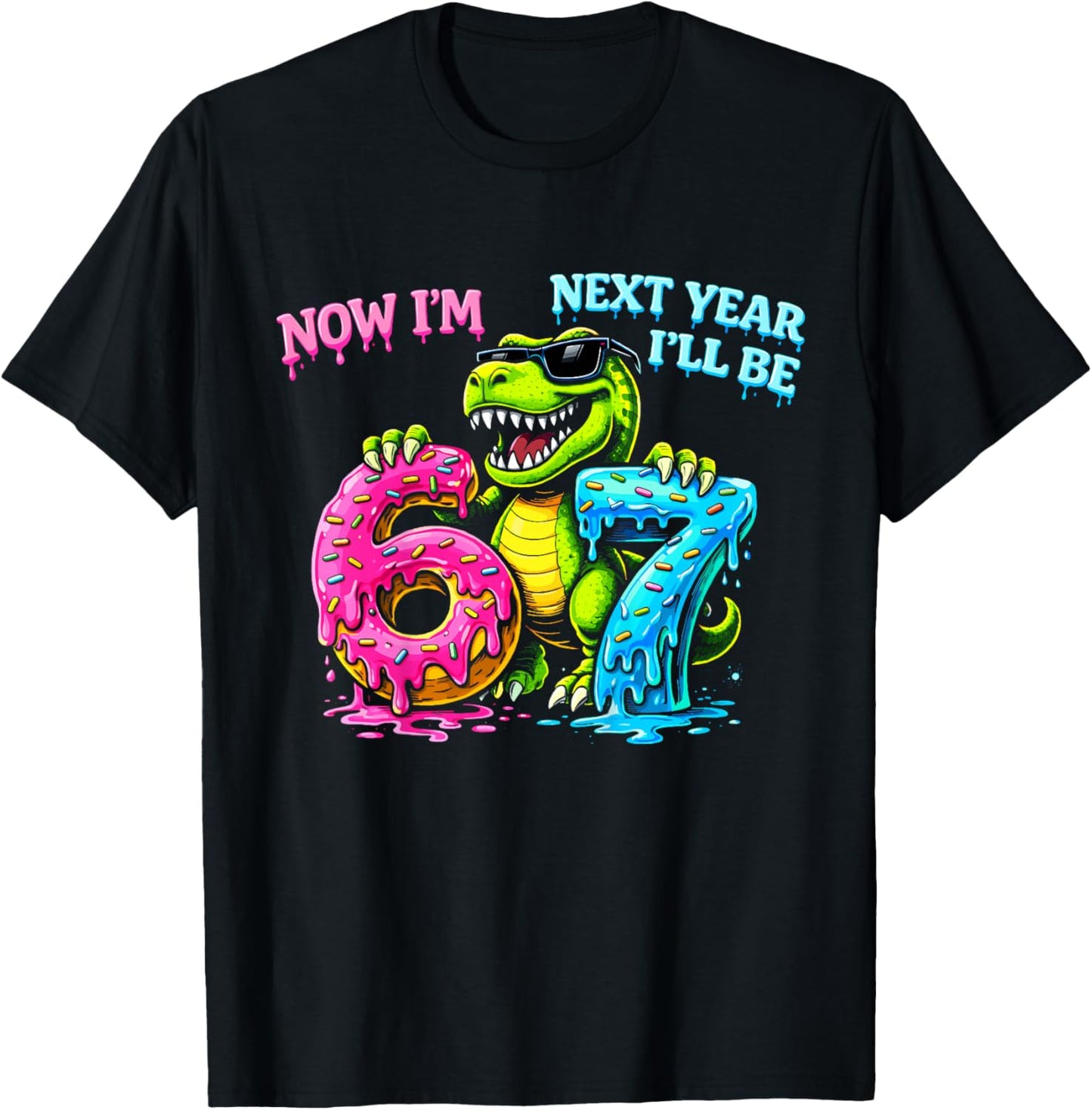 6 Year Old Birthday Boys Kids Now I'm 6 Next Year I'll be 7 T-Shirt - T-Shirt | Black