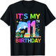 11 Year Old Boys Girls It's My 11th Birthday Dolphin Themed T-Shirt - T-Shirt | Black