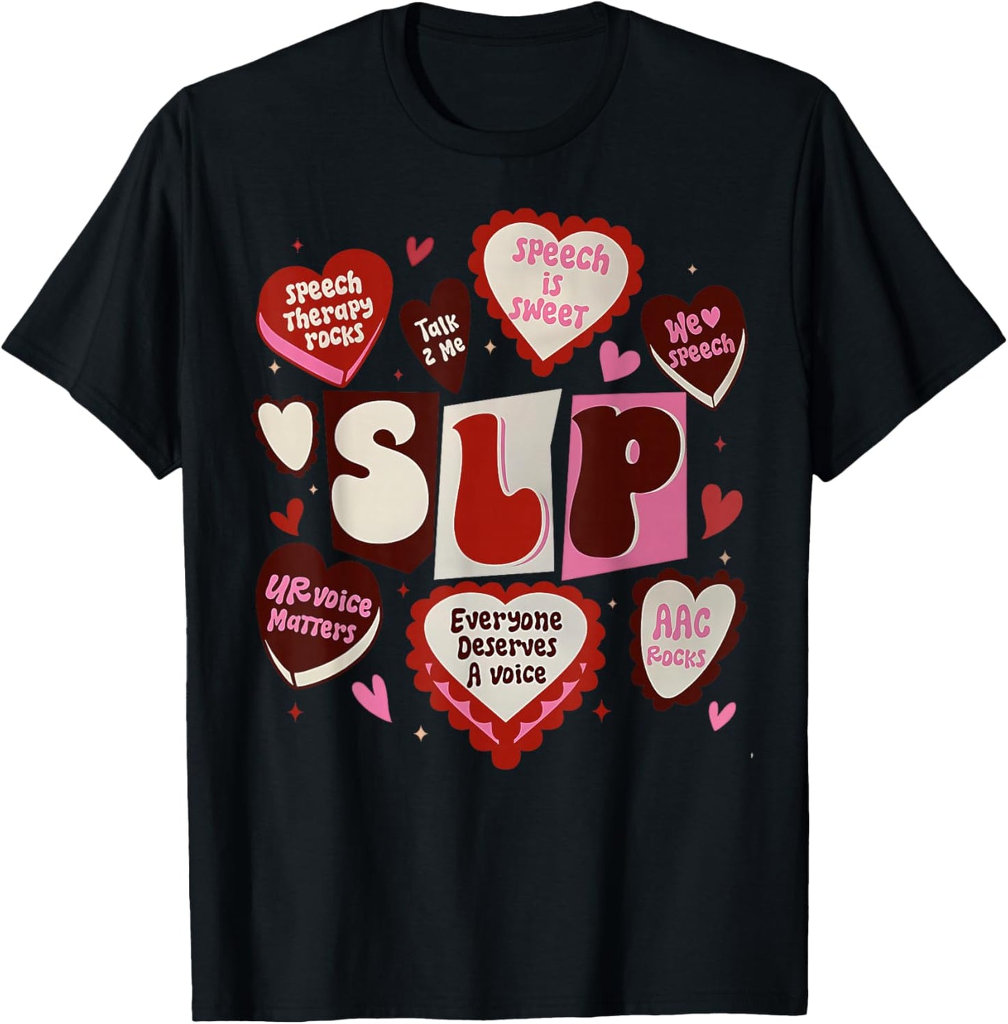 Speech Language Pathologist Valentines Day SLP Therapy T-Shirt - T-Shirt | Black