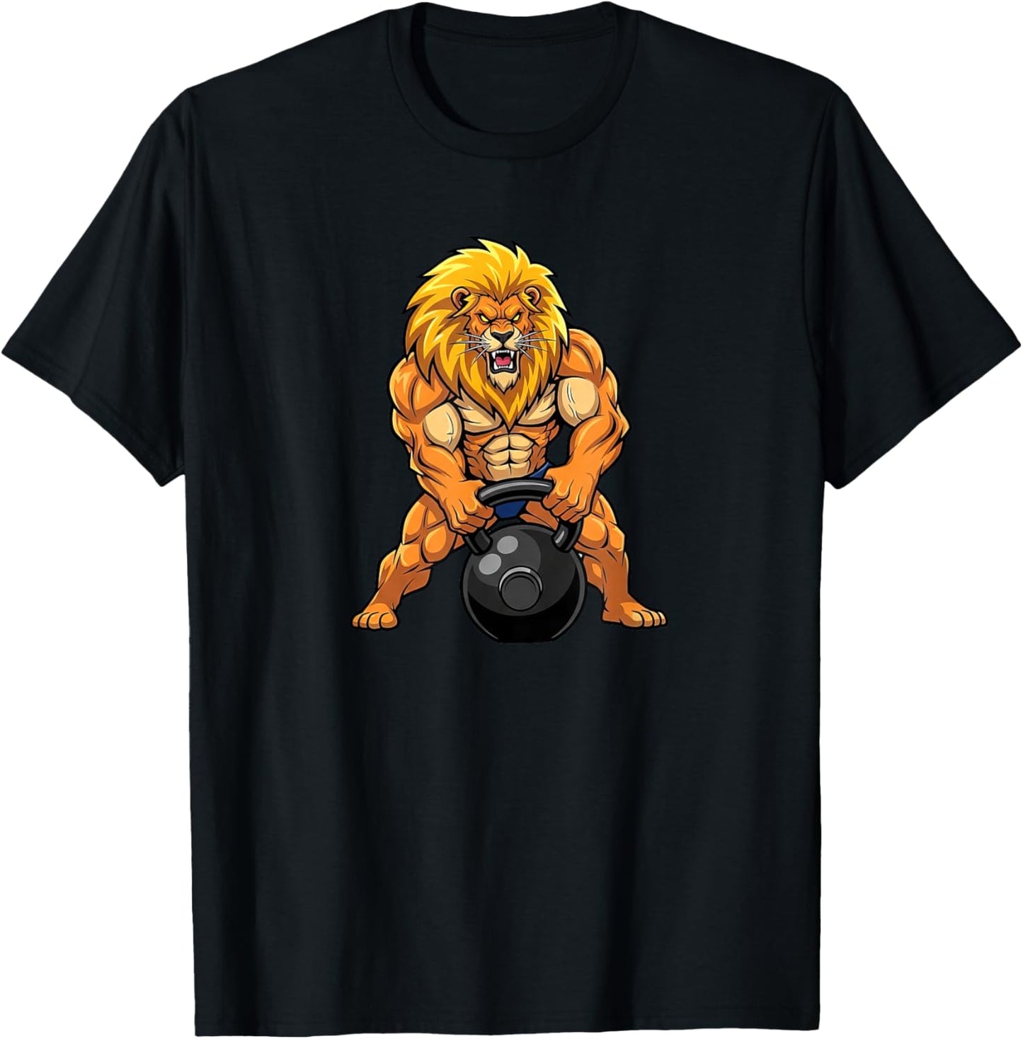 Lion Gym King Kettlebell Workout Fitness Design T-Shirt - T-Shirt | Black