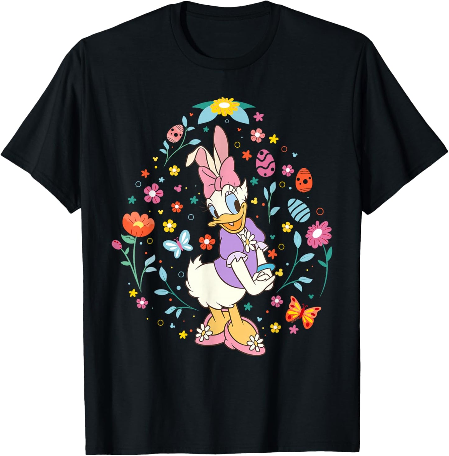 Disney Daisy Duck with Bunny Ears and Easter Egg Spring T-Shirt - T-Shirt | Black