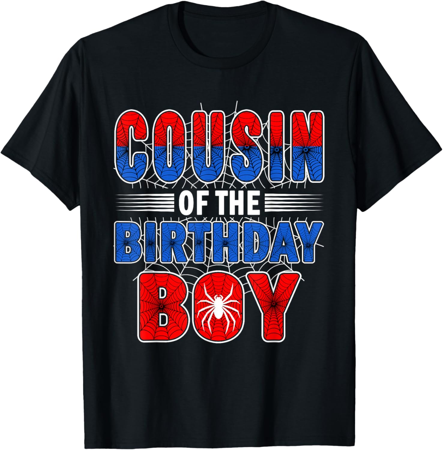 Cousin of The Birthday Boy Spider Web Birthday Party T-Shirt - T-Shirt | Black