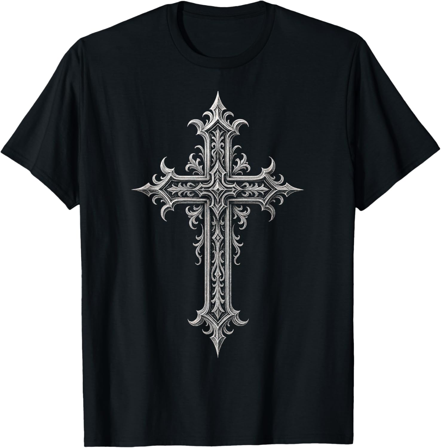 Cross Design - Gothic Grunge Aesthetic Y2K T-Shirt - T-Shirt | Black