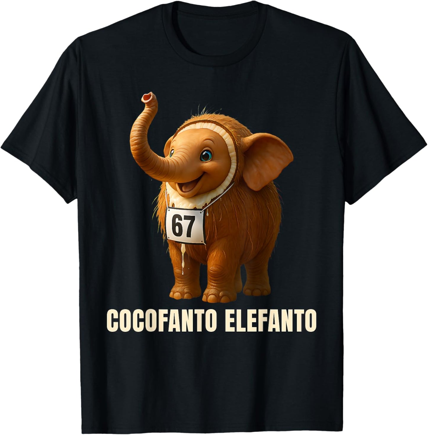 Funny Kids 67 Meme Cocofanto Elefanto Italian Brainrot T-Shirt - T-Shirt | Black