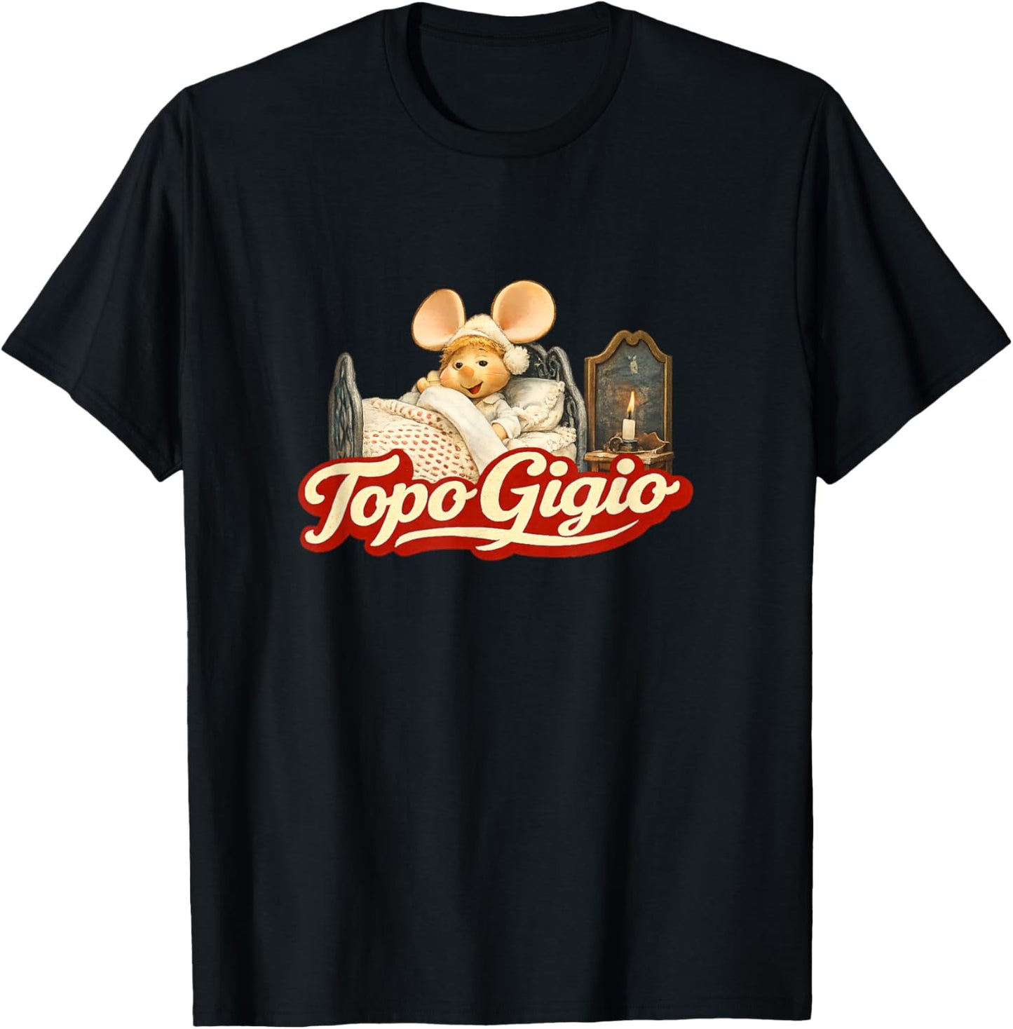 Bedtime Topo Gigio Vintage Cartoon Style T-Shirt - T-Shirt | Black