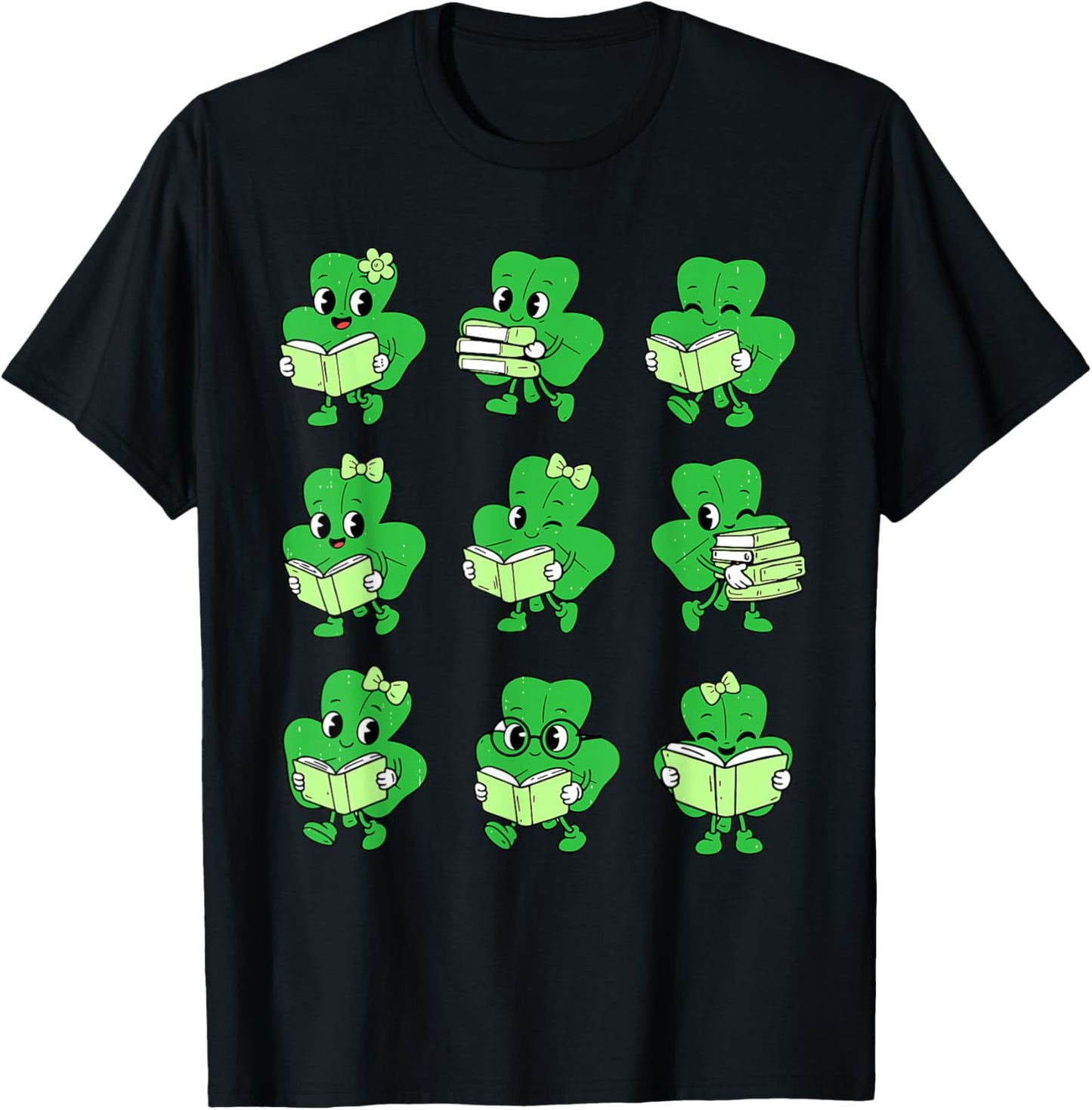 Funny Book Lover St Patricks Day Teacher Librarian Bookworm T-Shirt - T-Shirt | Black