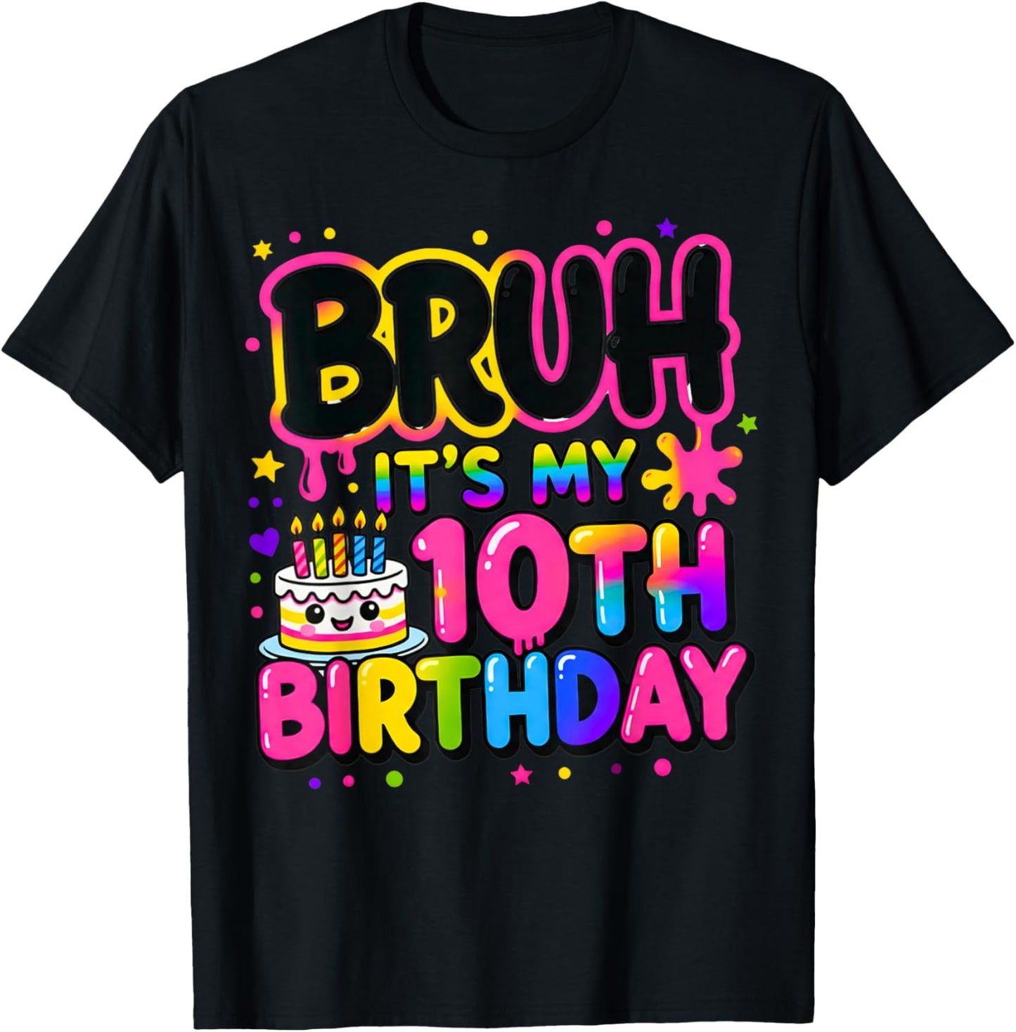 10th Birthday Girls 10 Years Old Bruh Double Digits Birthday T-Shirt - T-Shirt | Black