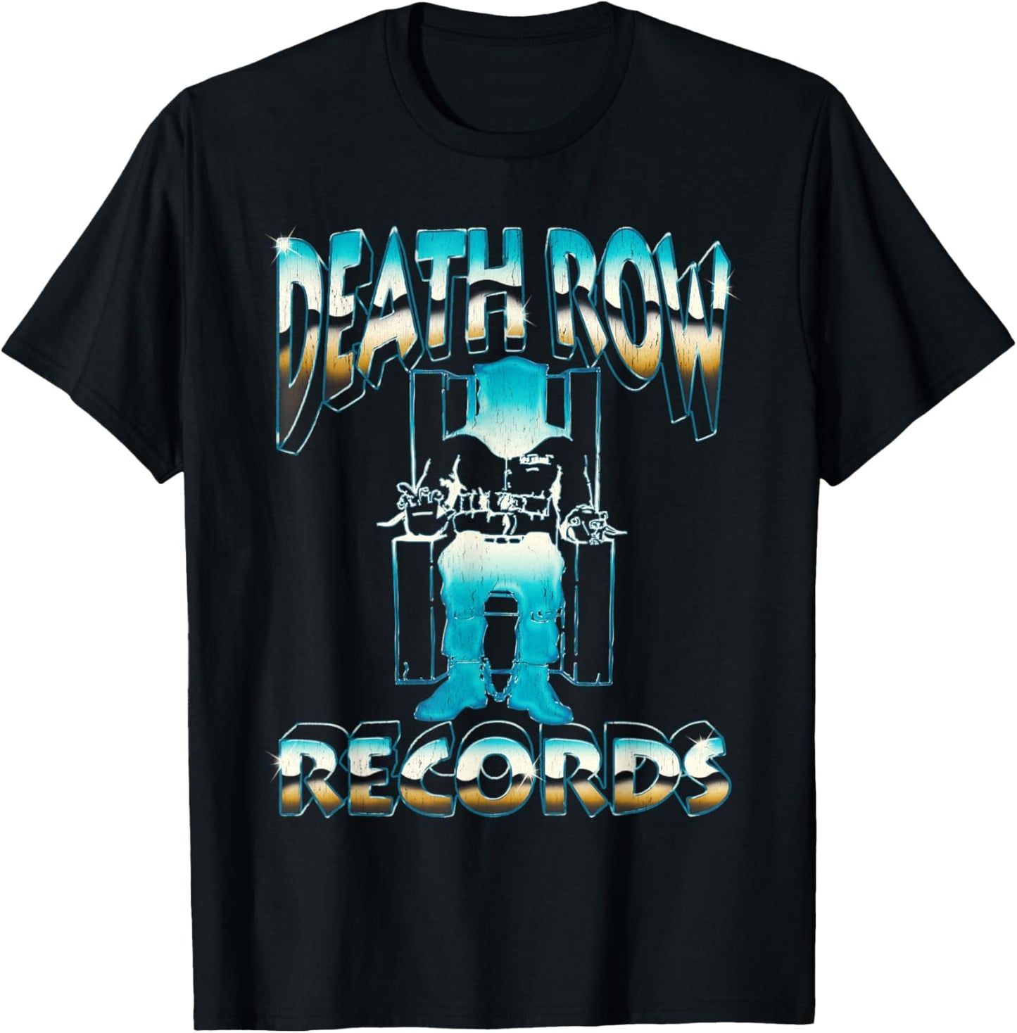 Official Death Row Records Blue Fade Chair T-Shirt - T-Shirt | Black