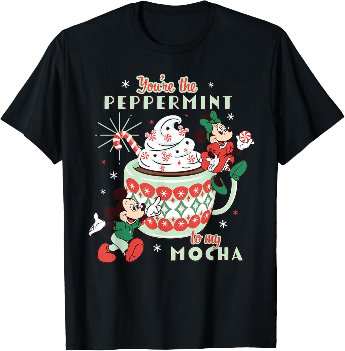 Disney Mickey & Minnie The Peppermint to My Mocha Holiday T-Shirt - T-Shirt | Black