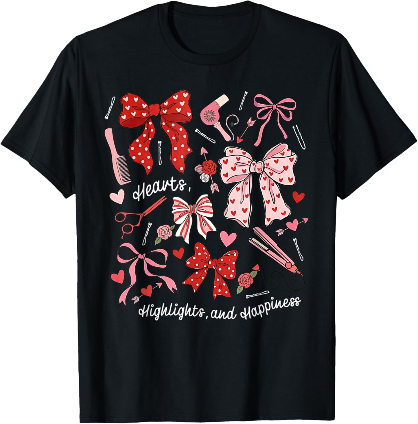 Coquette Bow Hairdresser Valentine Day Hairstylist Salon Spa T-Shirt - T-Shirt | Black