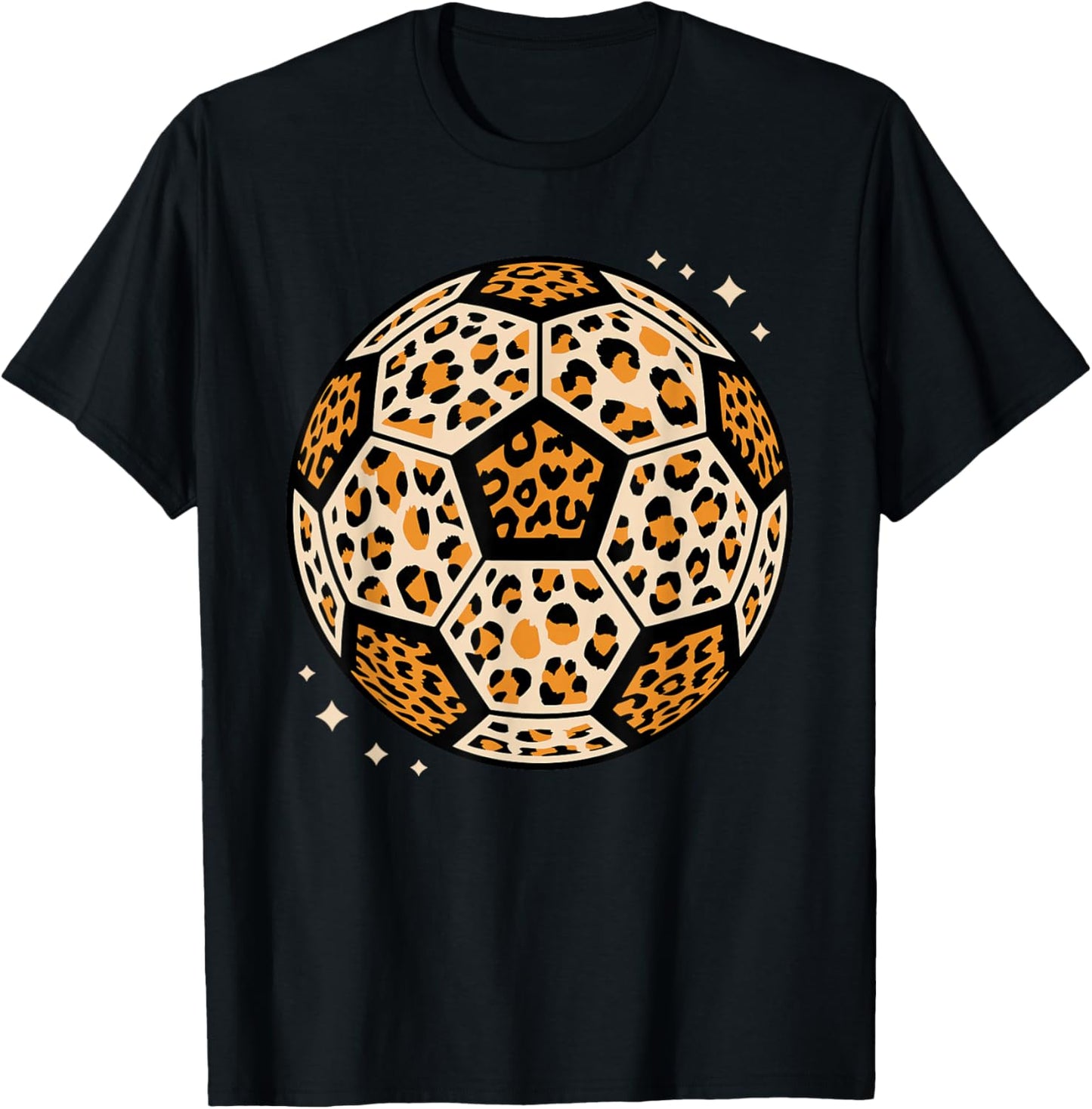 Leopard Pattern Soccer Ball Football T-Shirt - T-Shirt | Black