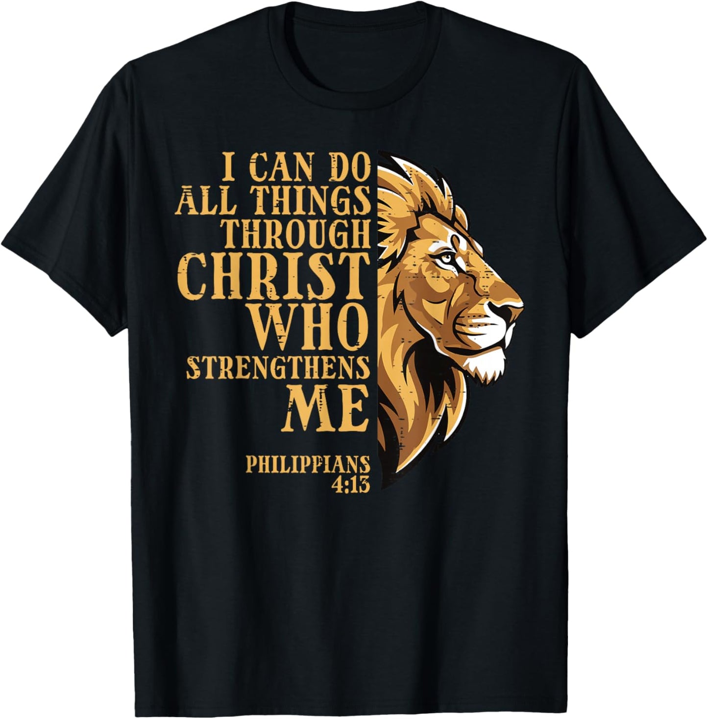 I Can Do All Things Lion Christian God Jesus Men Women Kids T-Shirt - T-Shirt | Black