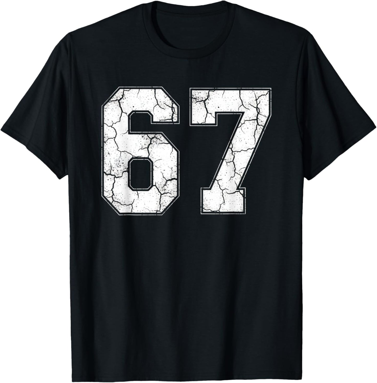 Distressed Number 67 Jersey Player Six Seven Meme T-Shirt - T-Shirt | Black