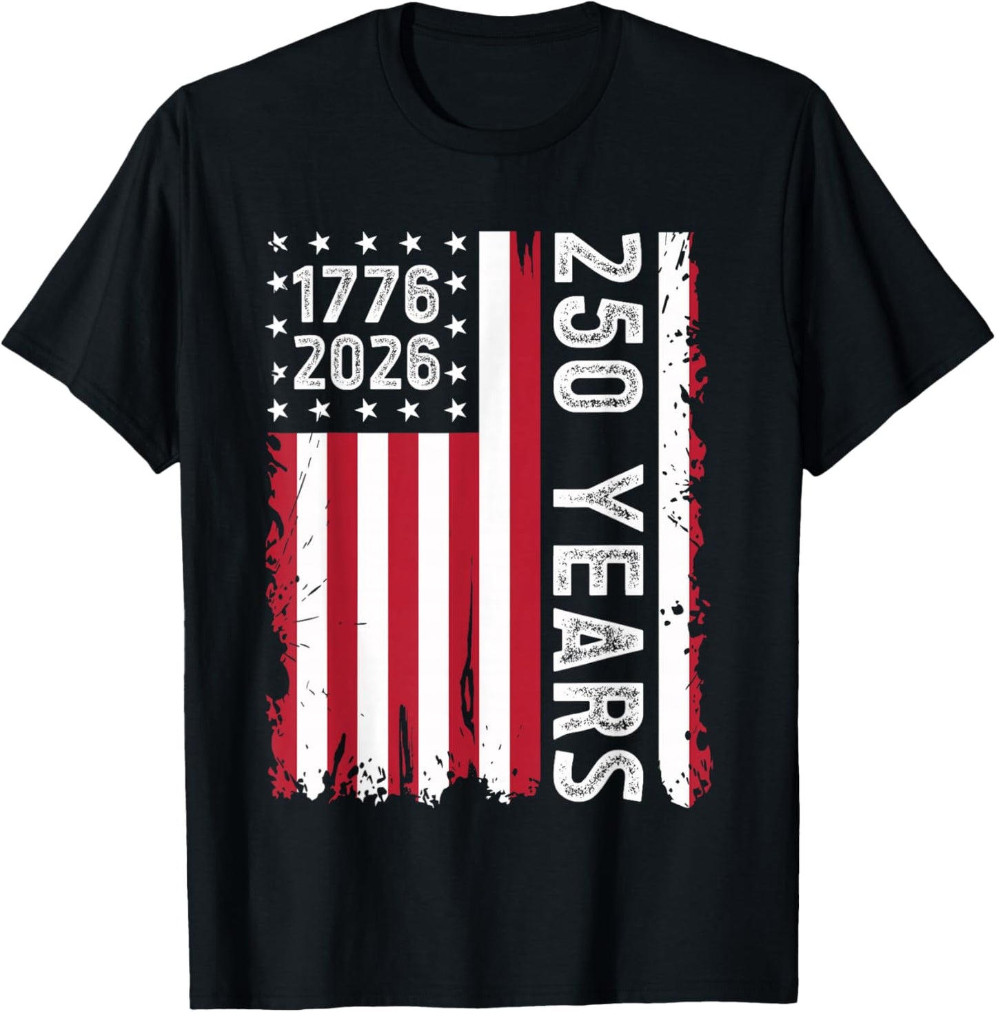 USA 250th Anniversary 4th of July Independence American Flag T-Shirt - T-Shirt | Black