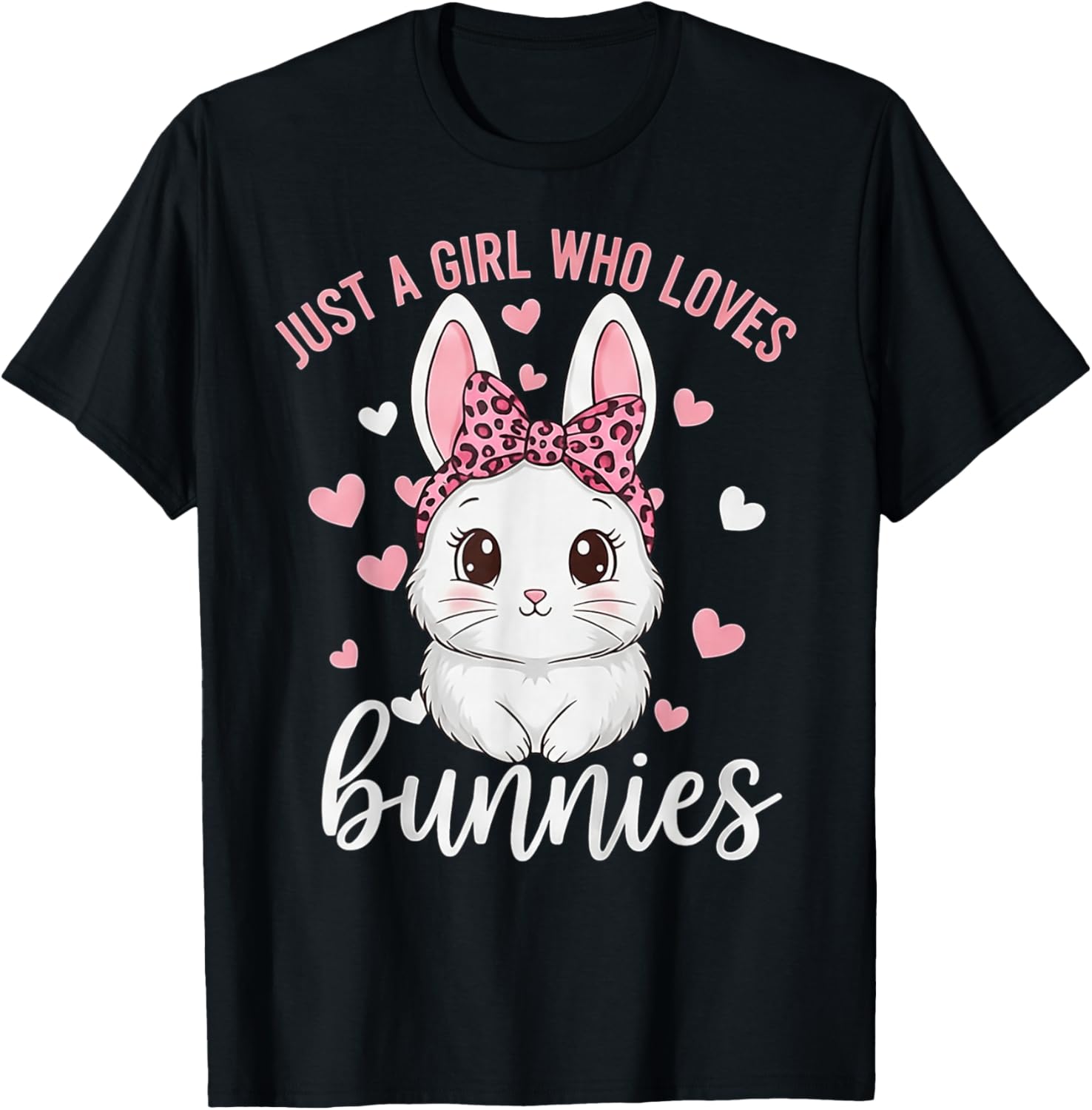 Cute Bunny Rabbit Girls Kids Just A Girl Who Loves Bunnies T-Shirt - T-Shirt | Black