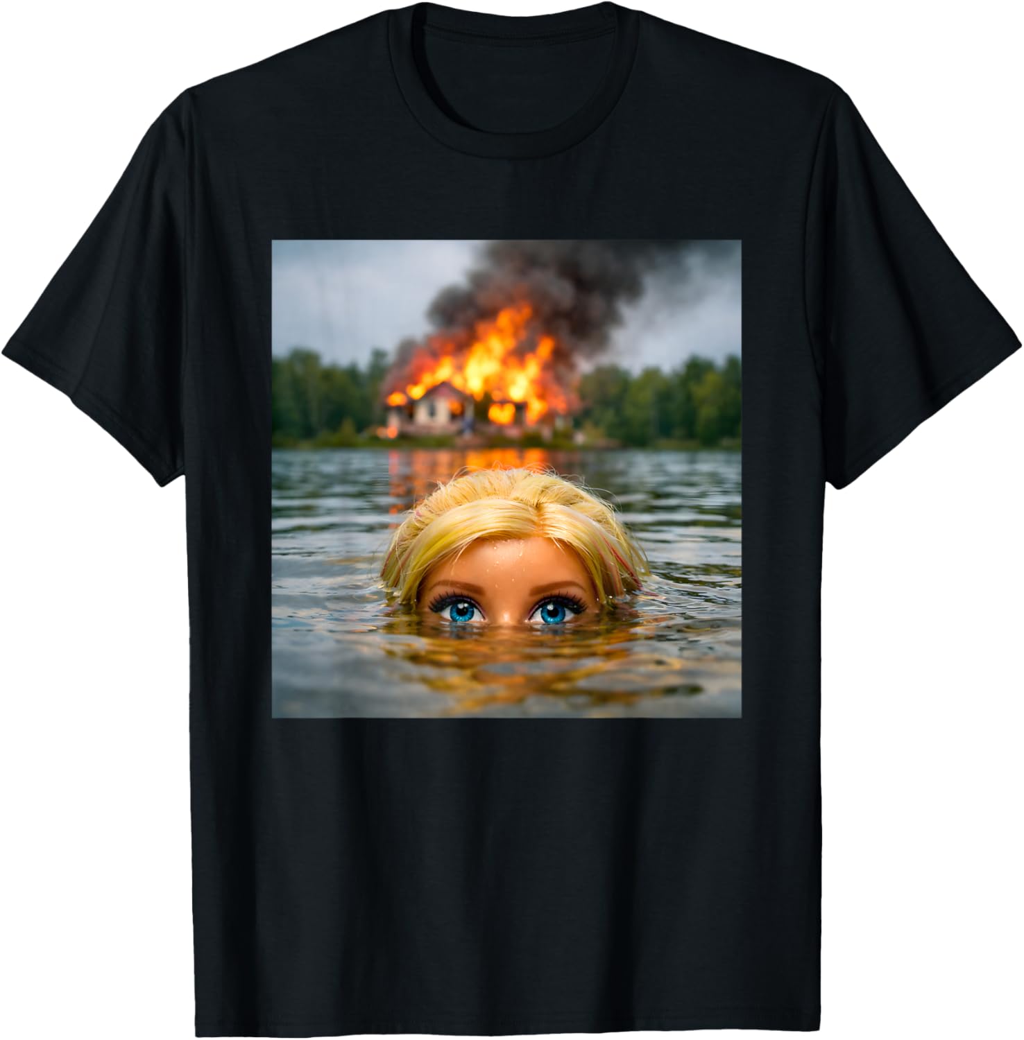 Funny Doll Face Clothes Meme Women Men Vintage Swimming T-Shirt - T-Shirt | Black