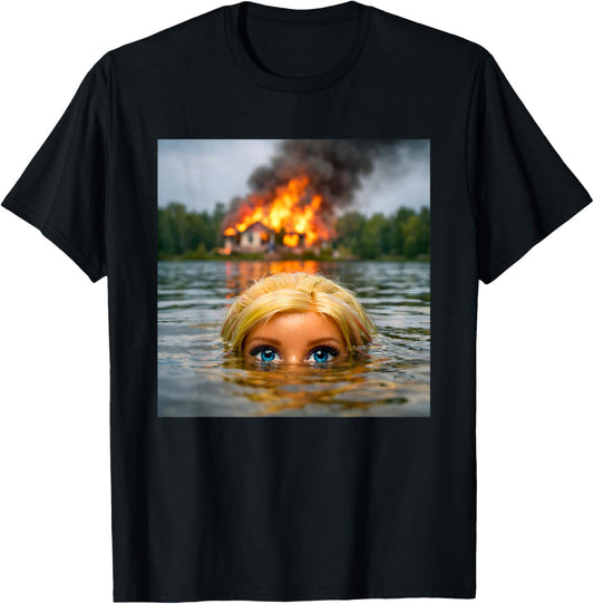 Funny Doll Face Clothes Meme Women Men Vintage Swimming T-Shirt - T-Shirt | Black