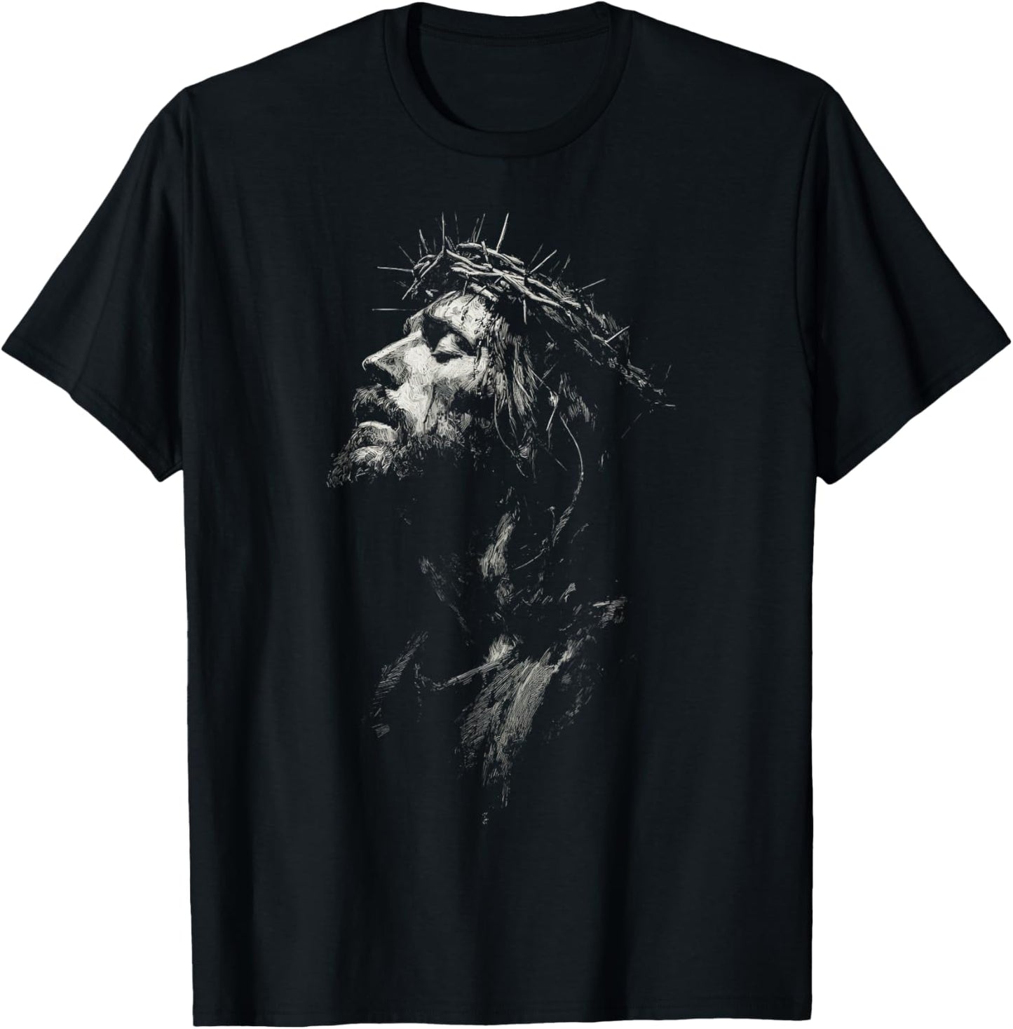 Jesus Christ Artistic Portrait Christian T-Shirt - T-Shirt | Black