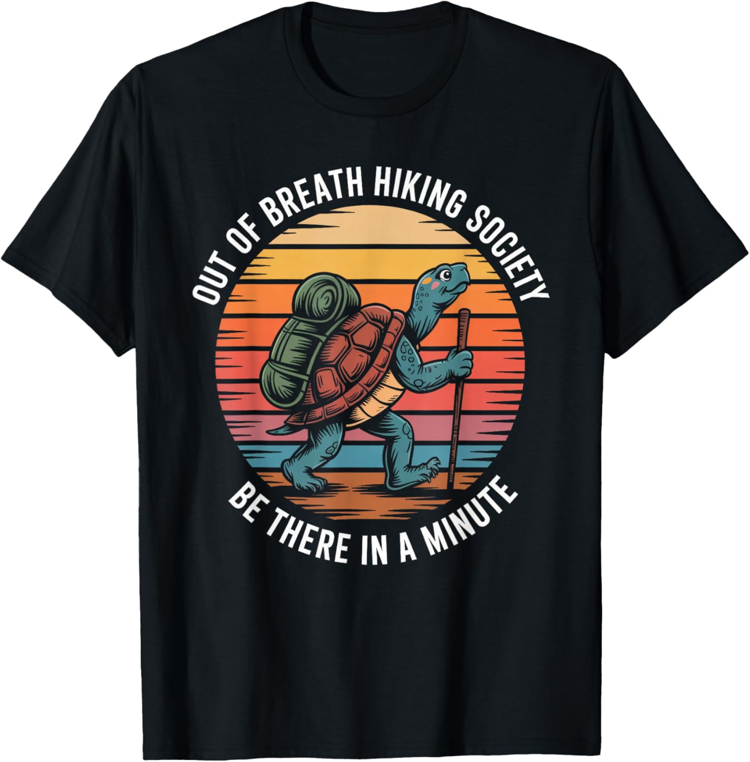 Out of Breath Hiking Society Turtle Slow Hiker Mountain T-Shirt - T-Shirt | Black