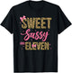 11Th Birthday Girl Pink Bow Leopard Sweet Sassy and Eleven T-Shirt - T-Shirt | Black