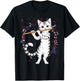 Funny Cat Wearing Sunglasses Playing Flute T-Shirt - T-Shirt | Black