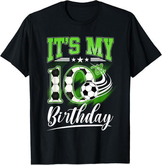 It's My 10th Birthday Boys Football Shirt 10 Years Old Kids T-Shirt - T-Shirt | Black